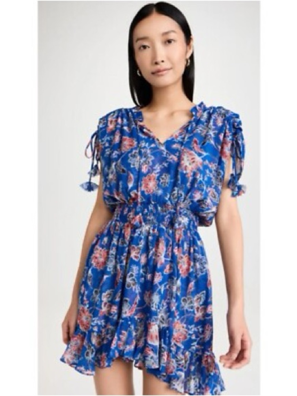 MISA Los Angeles Dominique Mini Dress Sireneuse Floral Blue, Size Small (S)